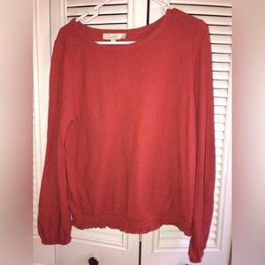 Loft crepe gathered hem long sleeved top